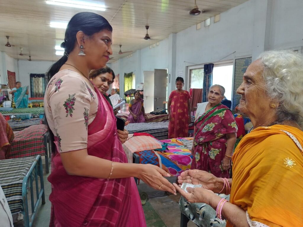 Collector Distributes NTR Bharosa Pensions at Jeeva Karunya Old Age Home